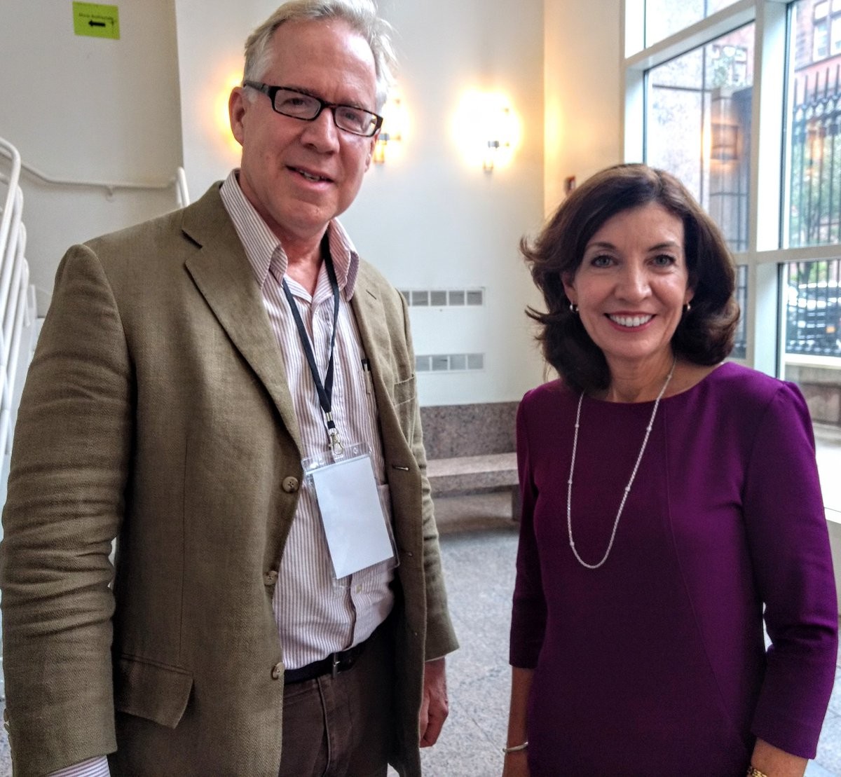 Dr. Hunt, Associate Director of SIG, and New York Lieutenant Governor Kathy Hochul, Co-Chair of the New York State Heroin and Opioid Task Force Two leaders in a room looking at the camera