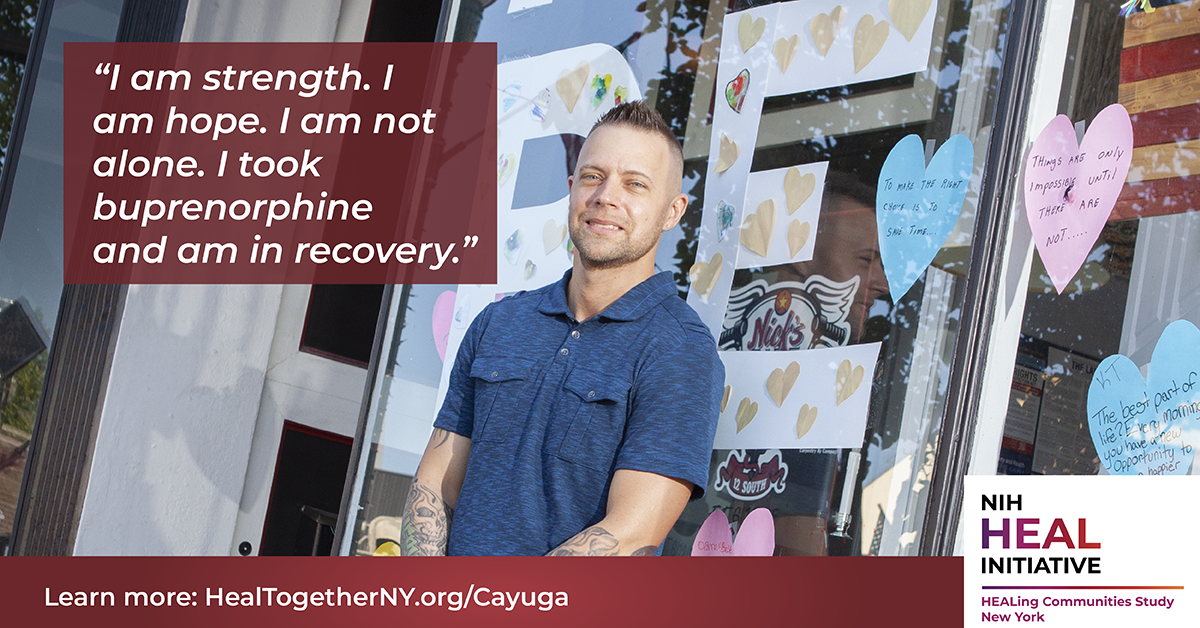 Bryan with statement "I am strength. I am hope. I am not alone. I took buprenorphine and am in recovery." 
