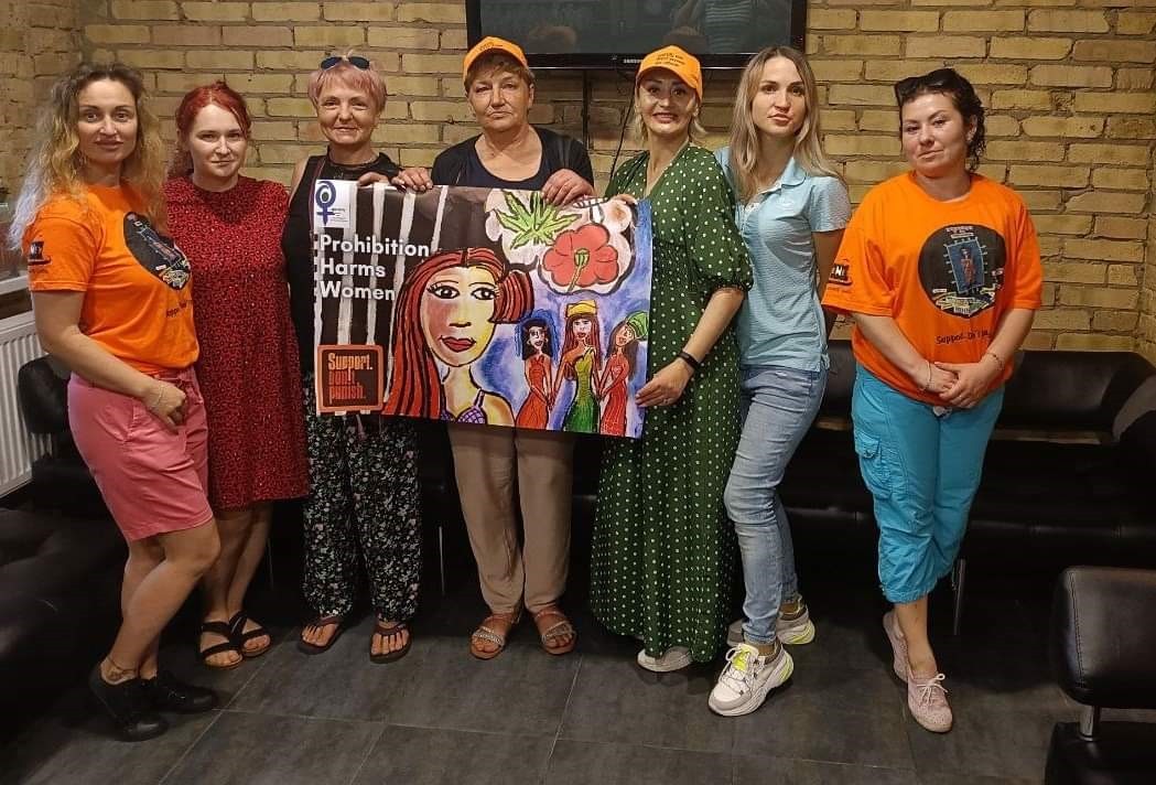 Club Eney staff, including Vielta Parkhomenko (second from left) and Yaryna Kyzim (second from right)