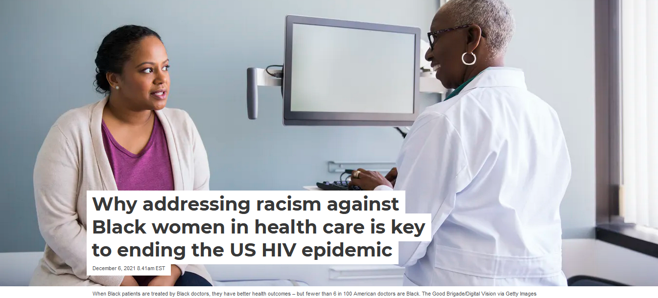 Image of Black woman doctor advising a Black woman patient with article title