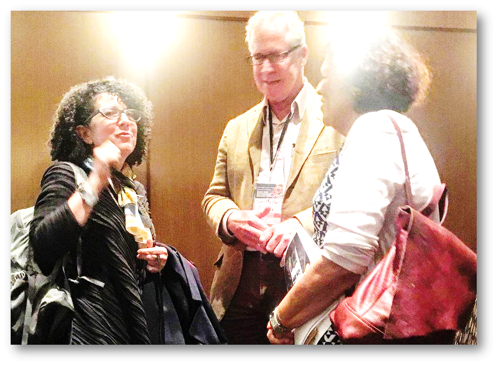 Dr. Hillary Kunins, Assistant Commissioner New York City Department of Health and Mental Hygiene, Bureau of Alcohol and Drug Use, with Dr. Hunt and SIG Director Dr. Nabila El-Bassel Three leadership standing and discussing opioid crisis