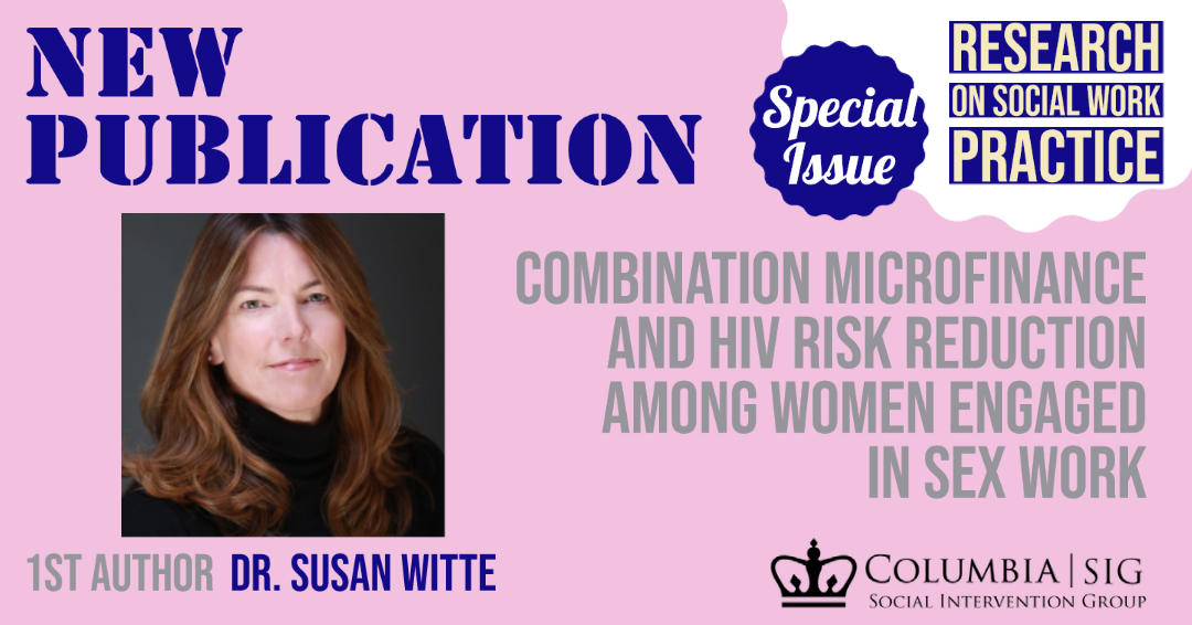 1st author Susan Witte photo and title of publication Combination Microfinance and HIV Risk Reduction Among Women Engaged in Sex Work