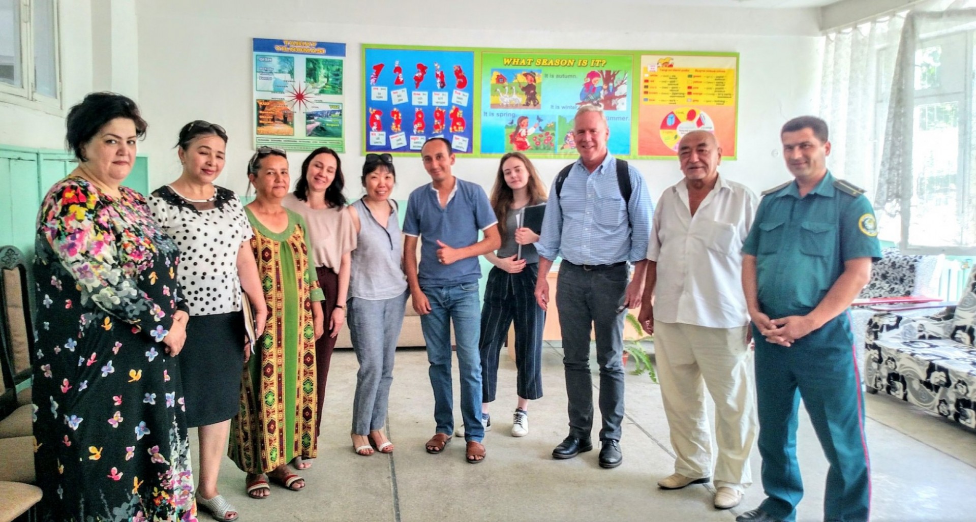One group of community leaders collaborating on the project and sharing expertise in social service delivery using a community-level model called Mahallas. CSSW MSW grad Lyudmila Kim is pictured fifth from the left.
