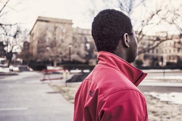 Black man looking away 