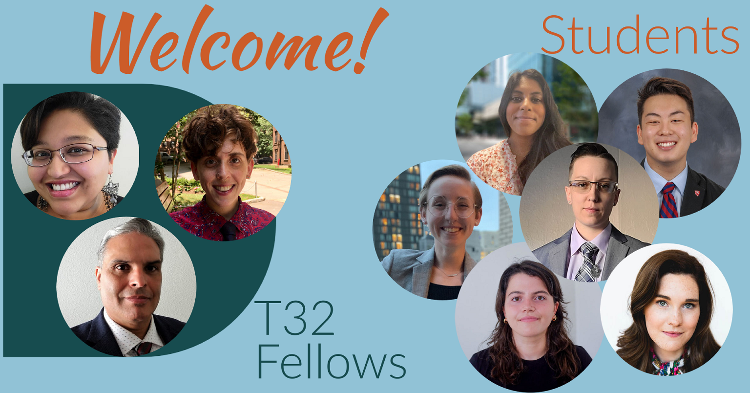 welcome new students and fellows with photos of each of them 