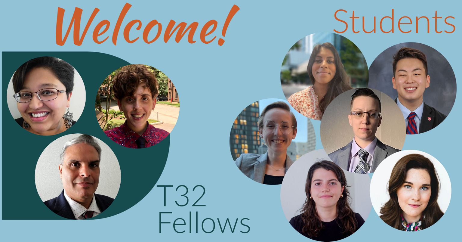 welcome new students and fellows with photos of each of them