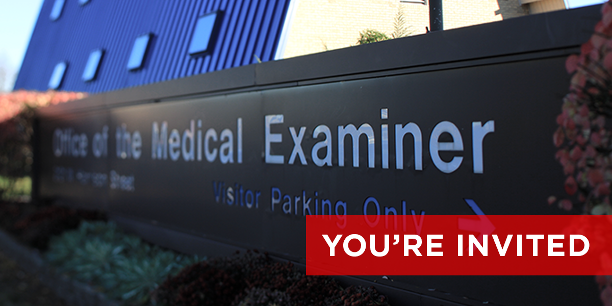 Medical examiner office sign