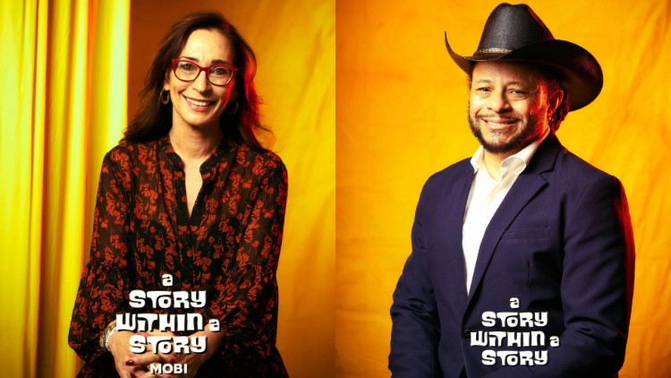 headshots of Victoria Frye and Mark Paige against yellow backgrounds