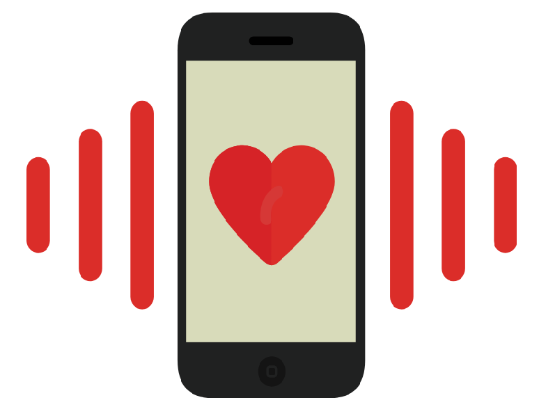 Cellphone with a heart as a text message