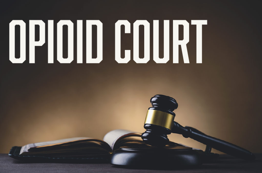 Opioid Court - Shows photo of gavel and block
