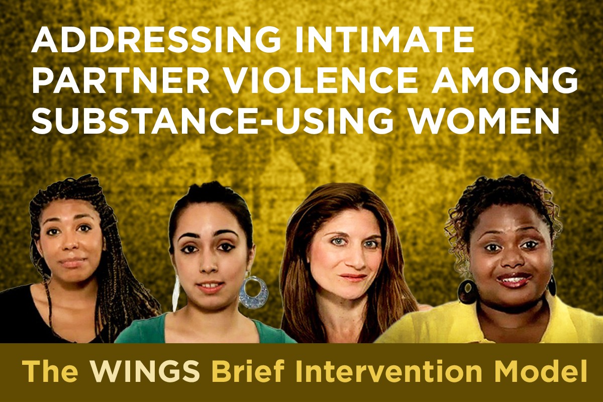 photo of four women with caption "addressing intimate partner violence..."