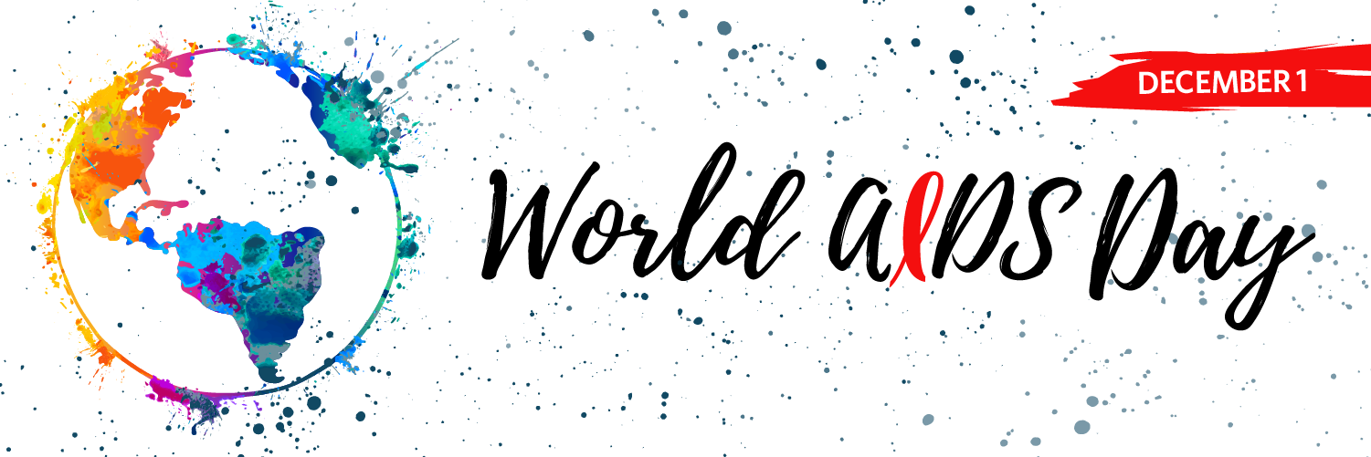 world aids day banner with a globe full of colors