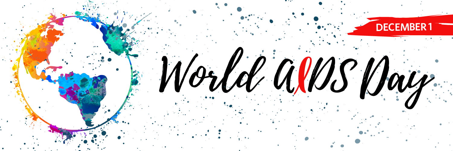 world aids day banner with a globe full of colors 