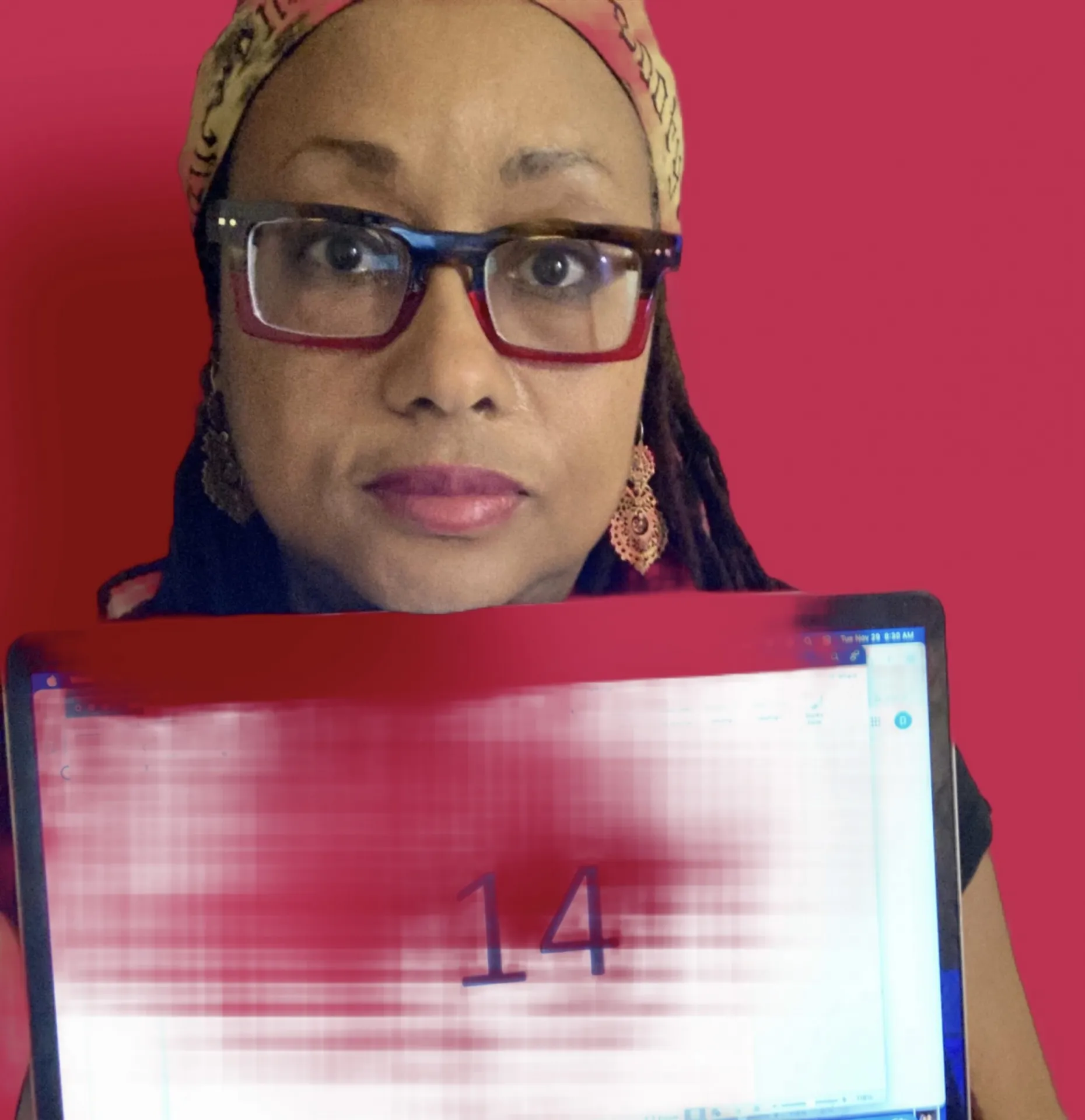 Dawn holding the number 14