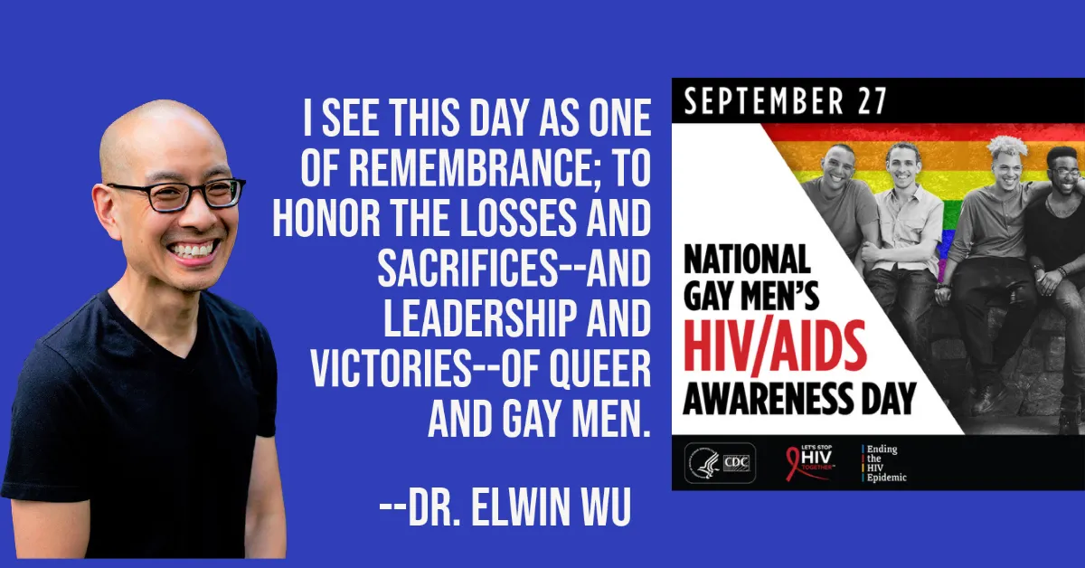 elwin with quote from the article and picture of men happy together from the day 