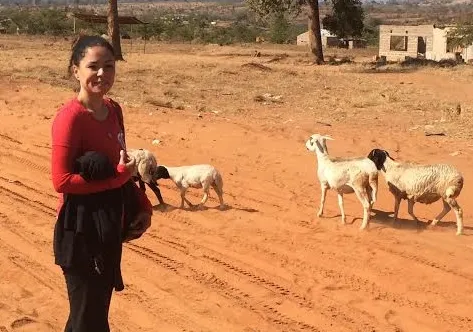 Dr. Lynn Michalopoulos at a recruitment site in Zambia