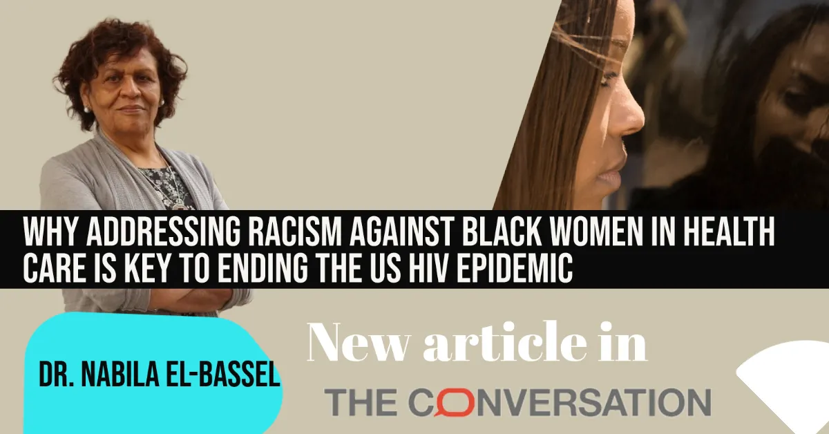 Nabila with photo of contemplative Black women 