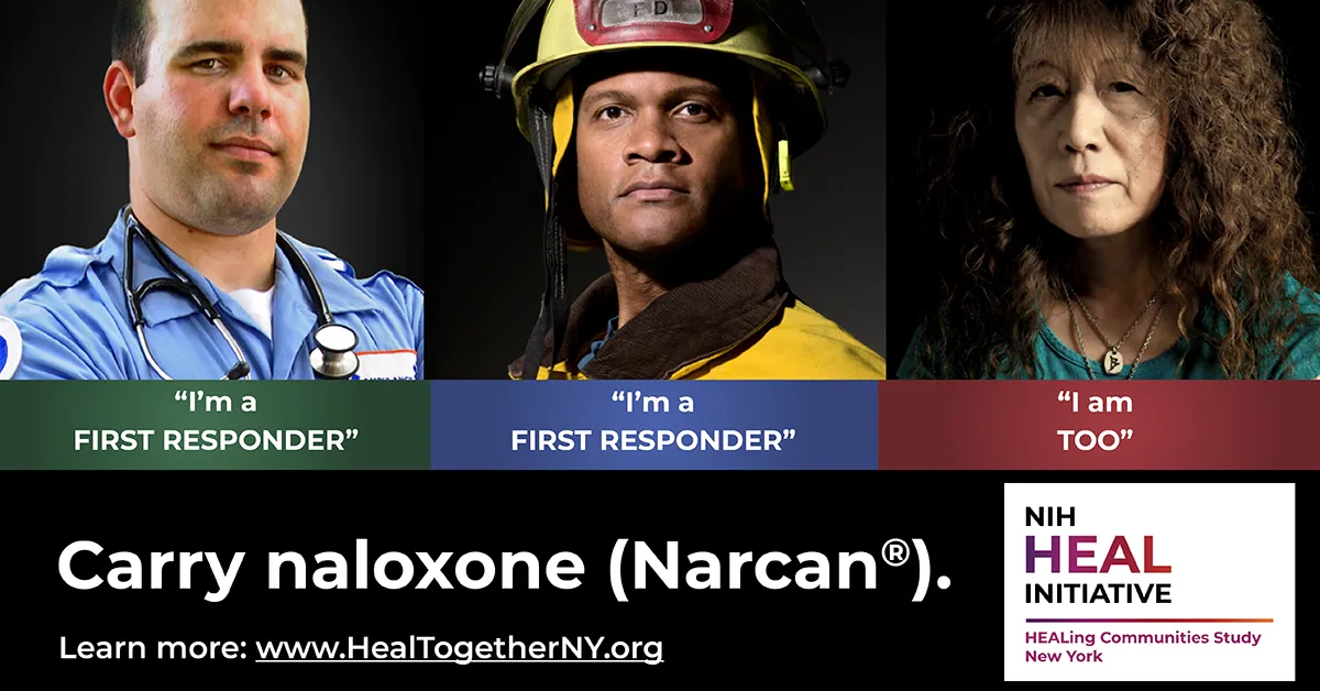 three people with caption "i'm a first responder."