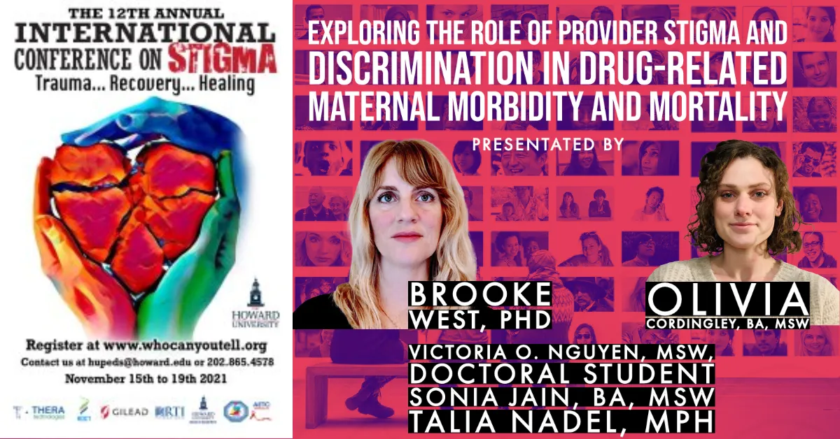photos of two speakers and event title and poster 