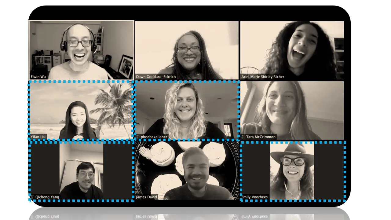 students and staff on zoom 