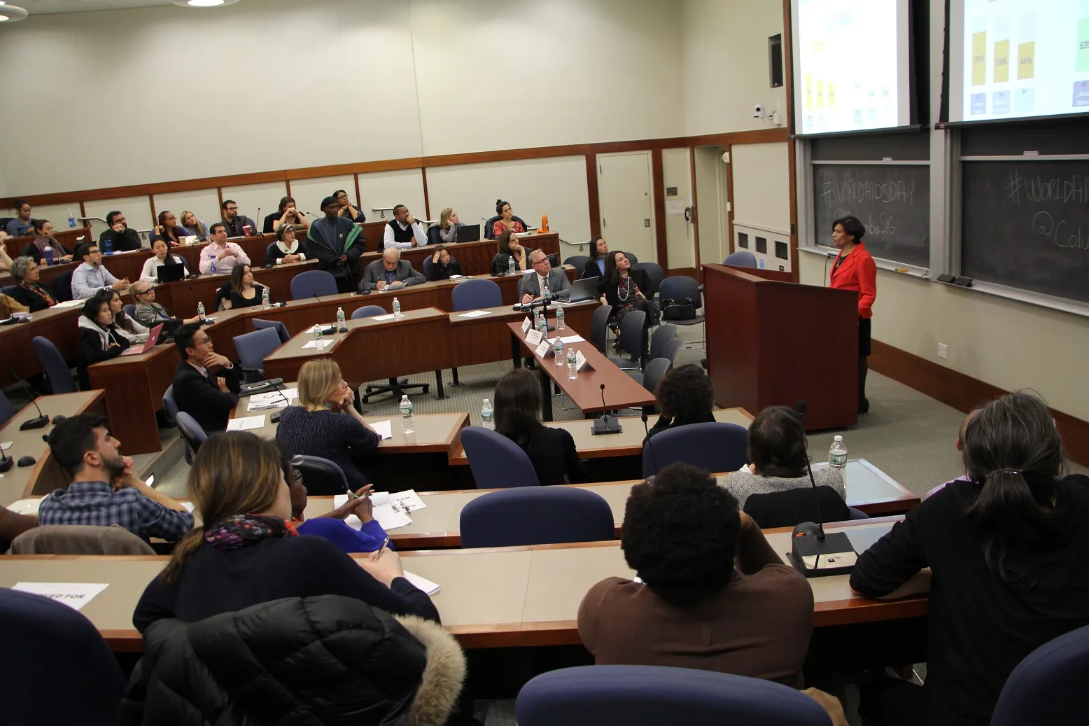 Dr. Nabila El-Bassel presented in honor of those who have been impacted by HIV Photo Credit: Dorothy Robinson of the School of Social Work