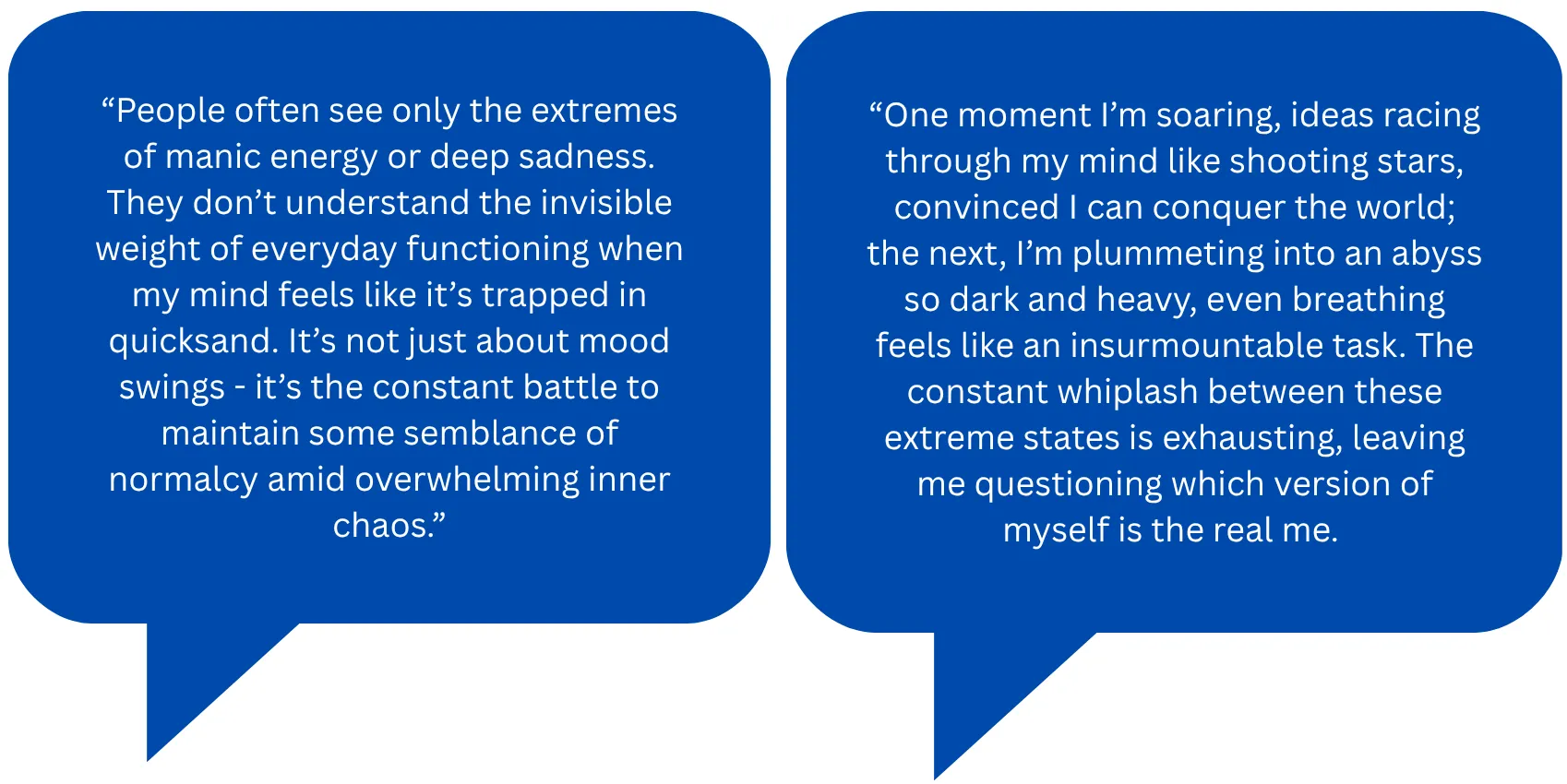 Can you tell which story was written by a person living with a mental health condition—and which was generated by an artificial intelligence chatbot?
