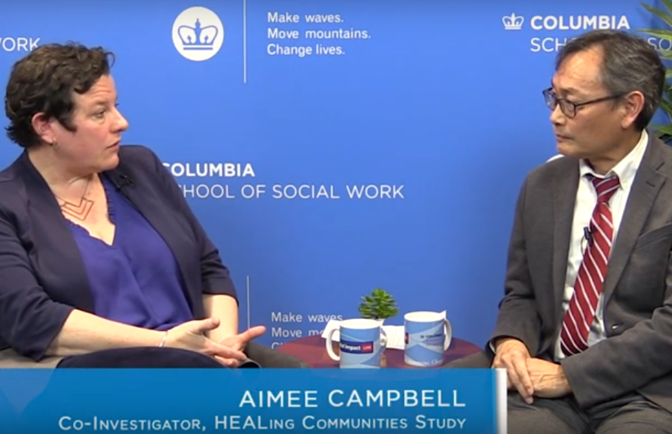 aimee talks with host richard